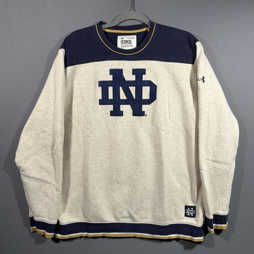 Notre Dame Under Armour Sweatshirt Crewneck XL Iconic Collection Preppy